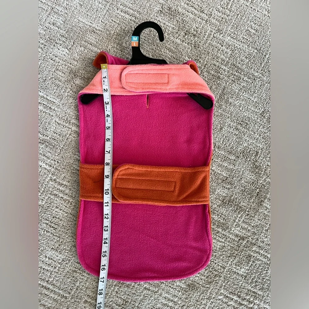 NWT‎ - YOULY - Fleece Pet Coat - M/L - Orange/Pink